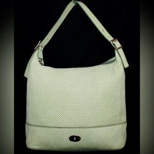 FOSSIL Marlow Sage Green Soft Snake Bag Embossed‎ Leather Hobo ZB8554